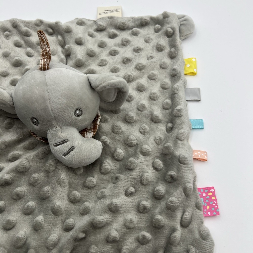 JellyBean Elephant Gray Lovey Security Blanket Minky Crinkle Teether ribbon loop - Picture 5 of 10